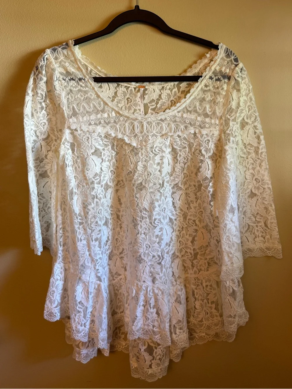 Free People White Lace Peplum Tunic